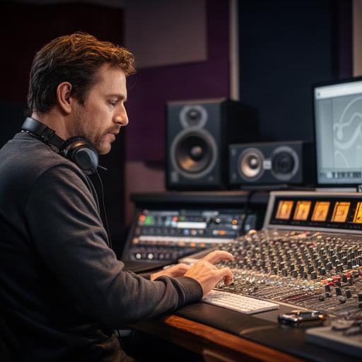 Music producer adjusting a mix in a Farmers Branch control room